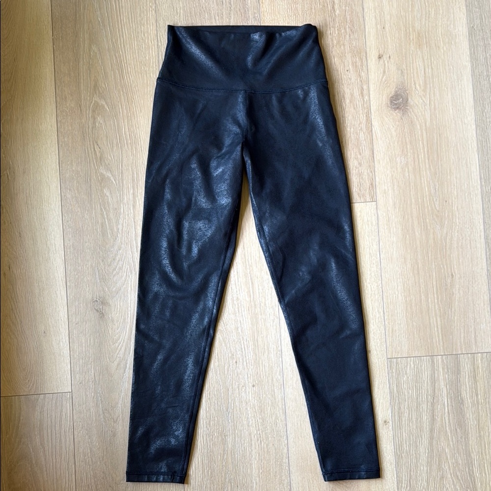 Aerie Crinkle Leather Black Leggings with Sheen